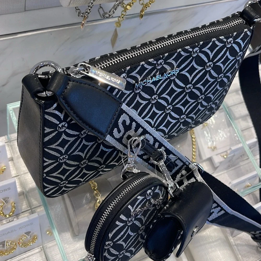 MICHAEL KORS Jet Set Travel Small Logo Jacquard Crossbody With Tech Attach NWT - Picture 11 of 16